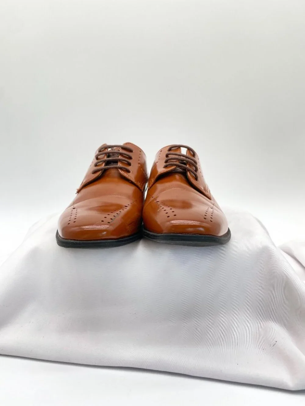 Stacy Adams Boys Brown Cognac Dress Shoes Wingtip Oxford Size 1M